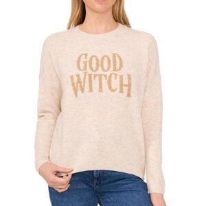 Vince Camuto Wicked 'Good Witch' Sweater Cream‎ with Gold Metallic XL Glinda